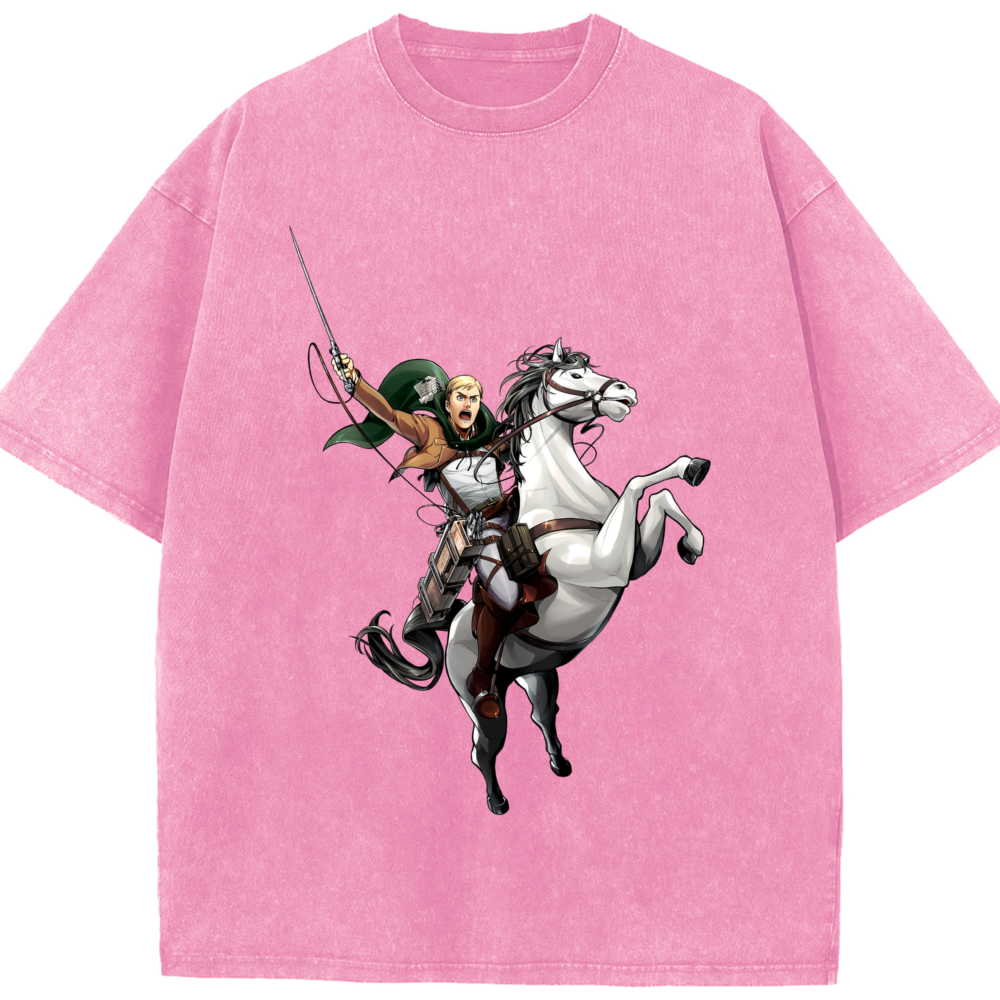 （画像用） 進撃の巨人 エルヴィン・スミス Attack on Titan Erwin Smith 綿100% ヴィンテージ風 半袖Tシャツ（フロントプリント）